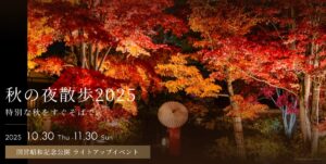 国営昭和記念公園「秋の夜散歩2025」開催！黄金に輝くイチョウ並木のライトアップを満喫しよう【立川市・昭島市】